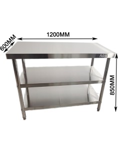 Commercial 3-Tier Stainless Steel Work Table with Undershelves 1200x600x850mm | Stalwart DA-QNH1104 2