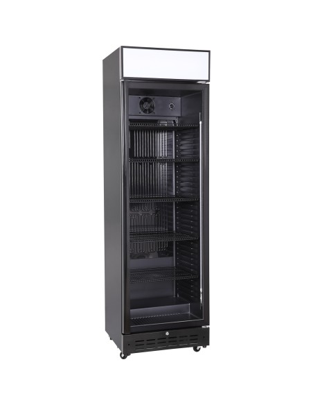 Commercial Upright Beverage Bottle Cooler 360 Litres Single Hinged Glass Door Black 600x620x2005mm | Stalwart DA-SSH52