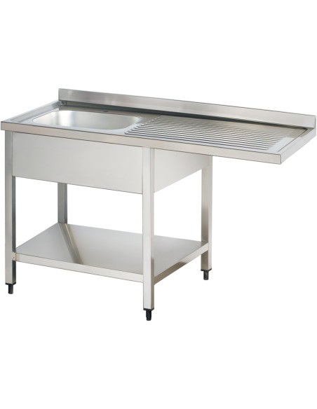 Commercial Sink for Dishwashers 1 Bowl Left Bottom Shelf Splashback 1400x600x950mm | Stalwart DA-YLS146SBL1