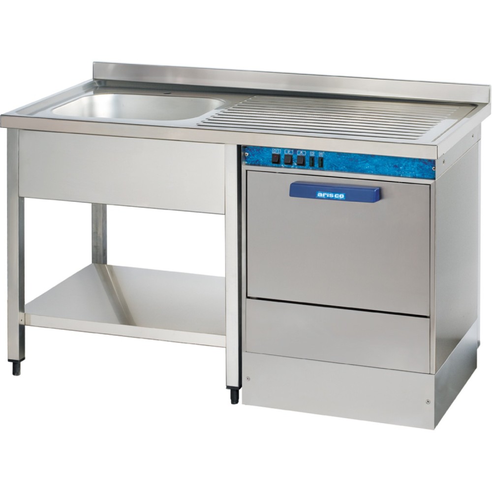 Commercial Sink for Dishwashers 1 Bowl Left Bottom Shelf Splashback 1400x600x950mm | Stalwart DA-YLS146SBL1