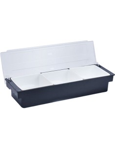 Garnish Tray / Condiment Dispenser with Lid 3 Compartments 500x160x90mm Black &amp White | Stwalwart DA-JGM102