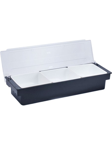 Garnish Tray / Condiment Dispenser with Lid 3 Compartments 500x160x90mm Black &amp White | Stwalwart DA-JGM102