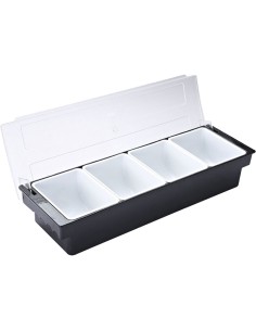 Garnish Tray / Condiment Dispenser with Lid 4 Compartments 500x160x90mm Black &amp White | Stwalwart DA-JGM104