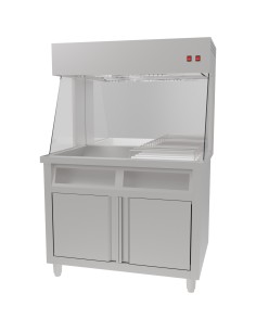 Commercial Electric Chip Scuttle & Warming Station with Cupboard 1000x700x1500mm | Stalwart DA-FW1000