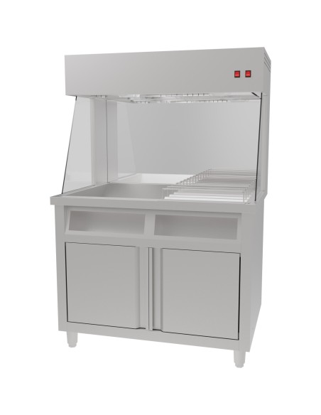 Commercial Electric Chip Scuttle & Warming Station with Cupboard 1000x700x1500mm | Stalwart DA-FW1000
