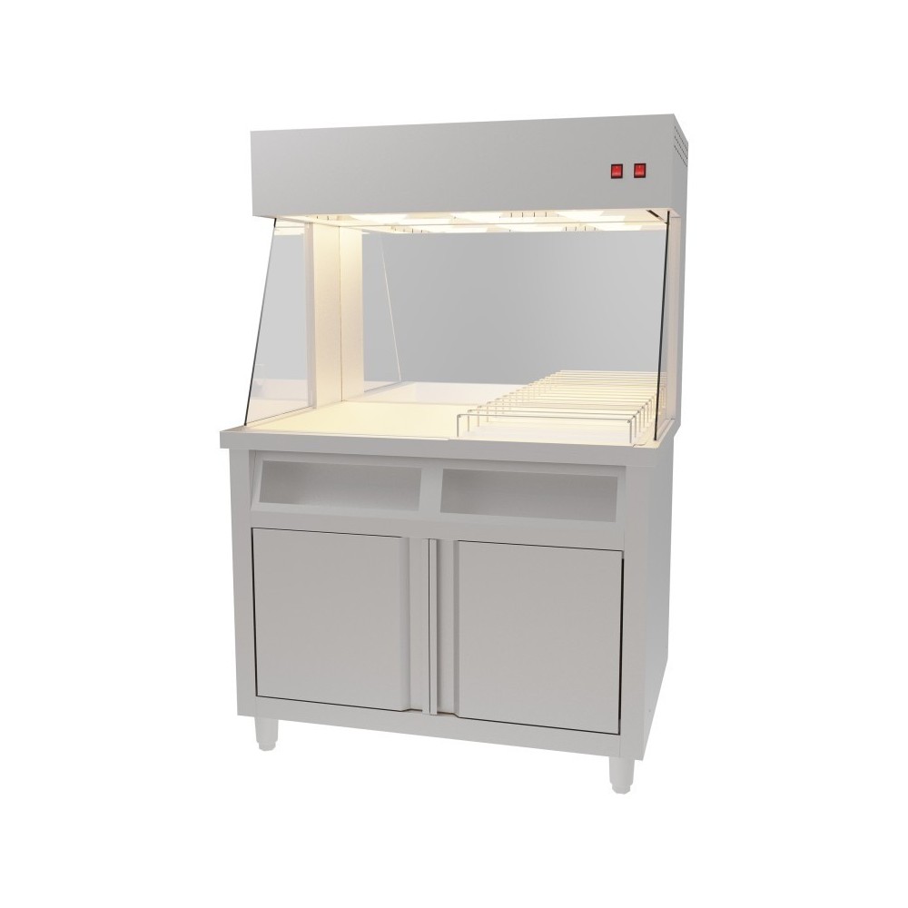 Commercial Electric Chip Scuttle & Warming Station with Cupboard 1000x700x1500mm | Stalwart DA-FW1000