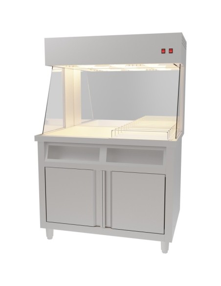 Commercial Electric Chip Scuttle & Warming Station with Cupboard 1000x700x1500mm | Stalwart DA-FW1000