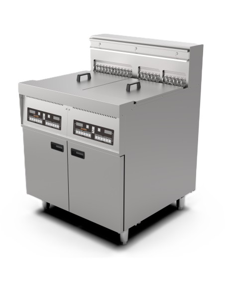 Professional Free Standing Electric Fryer Triple Tank (28L + 2 x 14L) 800x800x1100 mm | Stalwart DA-EF18C2