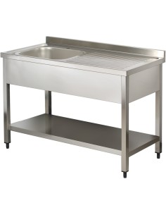 Commercial Sink Stainless Steel 1 Bowl Right Bottom Shelf Splashback 1200x600x950 | Stalwart DA-YLS126BL1