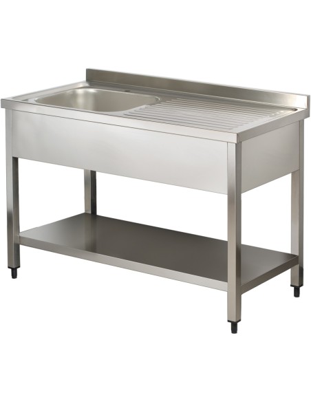 Commercial Sink Stainless Steel 1 Bowl Right Bottom Shelf Splashback 1200x600x950 | Stalwart DA-YLS126BL1
