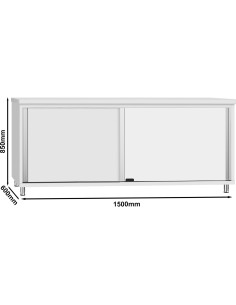 Commercial Stainless Steel Sliding Door Work Table Cabinet with Shelf 2100x600x850mm | Stalwart DA-QNH308 2