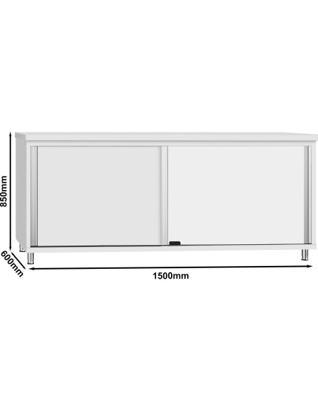 Commercial Stainless Steel Sliding Door Work Table Cabinet with Shelf 2100x600x850mm | Stalwart DA-QNH308