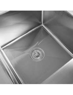 Commercial Stainless Steel Single Sink with Right Bowl & Left Scrapping Hole + Splashback 1000x600x950mm | Stwalwart DA-WHSTD 2