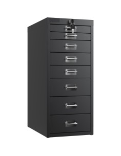 Professional 8-Drawer Lockable Metal Storage Cabinet 280x425x665mm Black| Stalwart DA-HDKS08LOCKBLACK