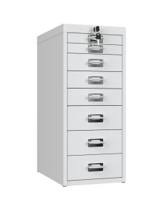 Professional 8-Drawer Lockable Metal Storage Cabinet 280x425x665mm White| Stalwart DA-HDKS08LOCKWHITE