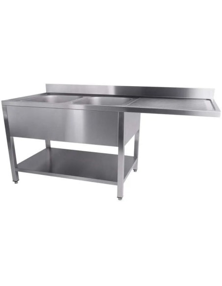 Commercial Sink for Dishwashers 2 Bowls Left Bottom Shelf Splashback 1600x600x950mm | Stalwart DA-YLS166SBL2