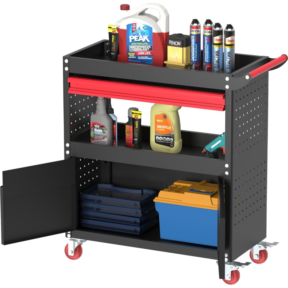 Professional Mobile Tool Cabinet with Drawer & Storage Shelves 720x350x837mm | Stalwart DA-HDWTC01