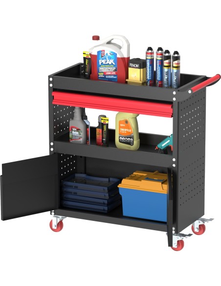Professional Mobile Tool Cabinet with Drawer & Storage Shelves 720x350x837mm | Stalwart DA-HDWTC01