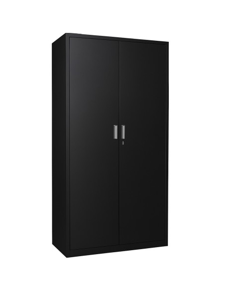 Professional Double Door Filing Cabinet 900x390x1800mm Black | Stalwart DA-HDW02BLACK