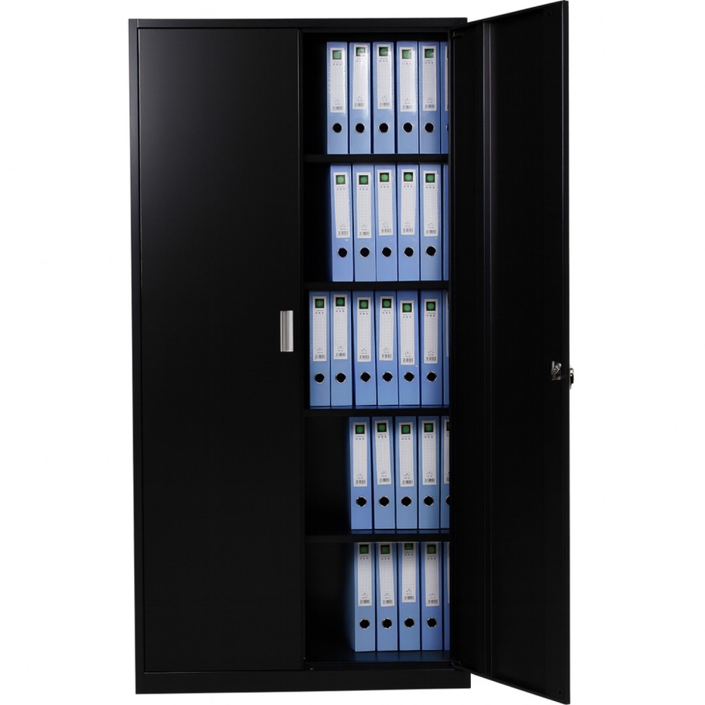 Professional Double Door Filing Cabinet 900x390x1800mm Black | Stalwart DA-HDW02BLACK