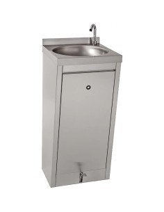 Stainless Steel Freestanding Hand Wash Sink with Foot Pedal 400x400x850mm | Stalwart DA-YLS31