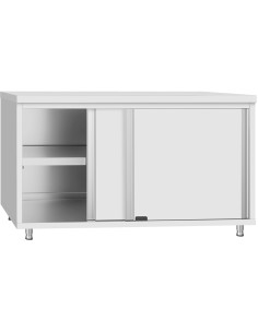 Commercial Stainless Steel Sliding Door Work Table Cabinet with Shelf 1500x600x850mm | Stalwart DA-QNH304