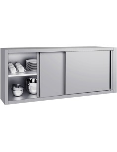 Commercial Stainless Steel Wall Cabinet with Sliding Doors and Inner Shelf 1800x400x650mm | Stalwart DA-QNH908 2