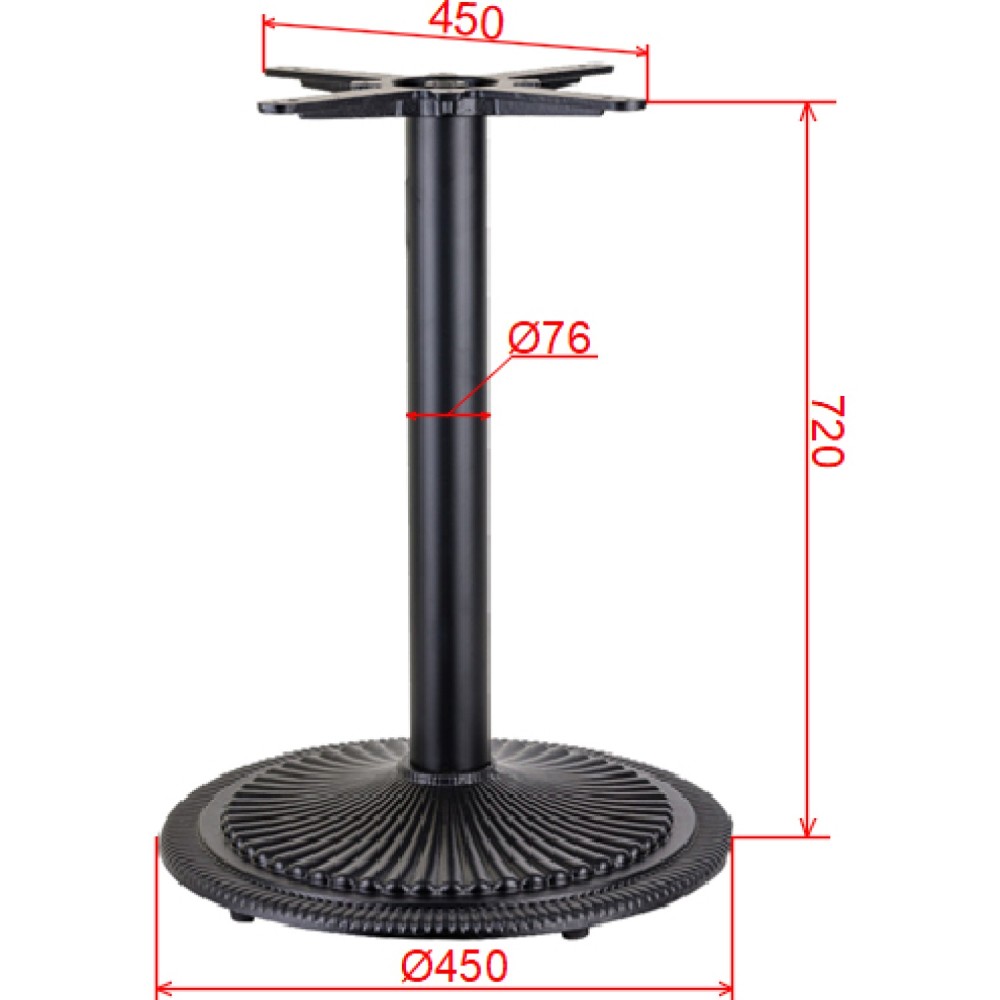 Black Cast Iron Table Base Round Ø550x720mm | Stalwart DA-A007