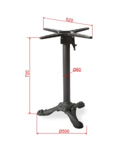 Black Cast Iron Table Base Tri-Leg 500x720mm | Stalwart DA-A081 2