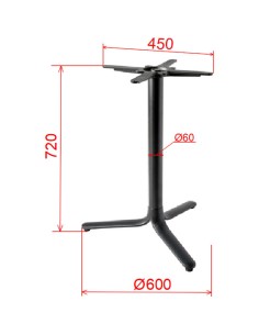 Black Cast Iron Table Base Tri-Leg 600x720mm | Stalwart DA-A138 2
