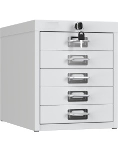 Professional 5-Drawer Lockable Metal Storage Cabinet 280x425x342mm White| Stalwart DA-HDKS05LOCKWHITE