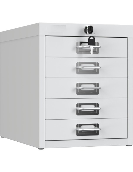 Professional 5-Drawer Lockable Metal Storage Cabinet 280x425x342mm White| Stalwart DA-HDKS05LOCKWHITE
