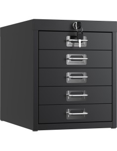 Professional 5-Drawer Lockable Metal Storage Cabinet 280x425x342mm Black| Stalwart DA-HDKS05LOCKBLACK