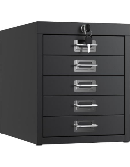 Professional 5-Drawer Lockable Metal Storage Cabinet 280x425x342mm Black| Stalwart DA-HDKS05LOCKBLACK