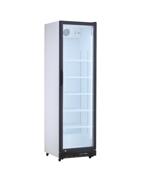 Commercial Upright Beverage Bottle Cooler 214 Litres Single Hinged Glass Door Black & White 538x505x1585mm | Stalwart DA-SSH4