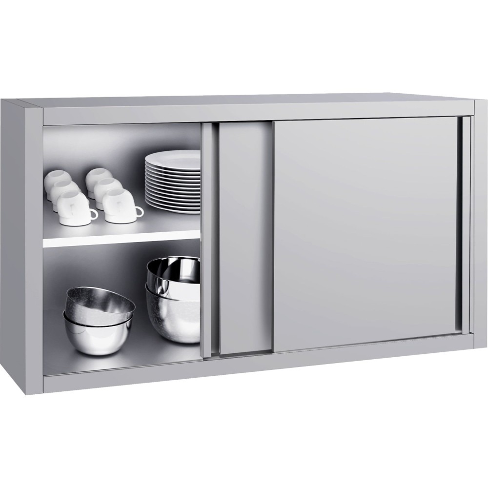 Commercial Stainless Steel Wall Cabinet with Sliding Doors and Inner Shelf 1000x400x650mm | Stalwart DA-QNH902