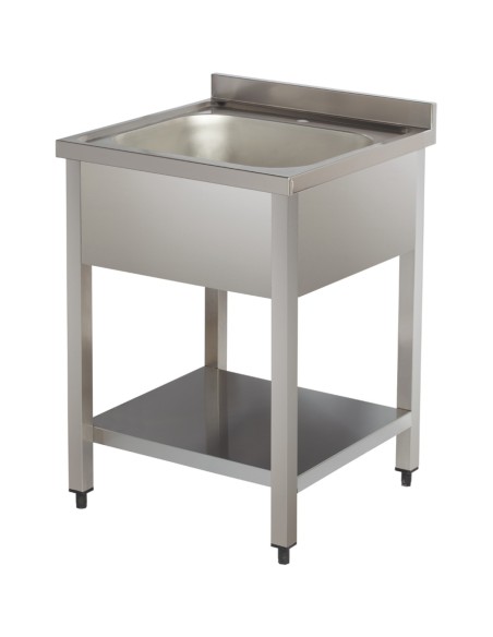 Commercial Sink Stainless Steel 1 Bowl Bottom Shelf Splashback 800x600x950mm | Stalwart DA-YLS86BM1