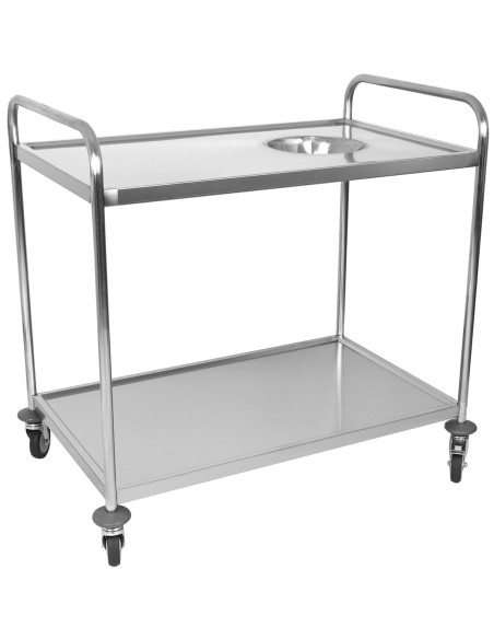 Commercial 2-Tier Stainless Steel Waste Sorting Trolley with Cutlery Tray Slot 1000×620×1000mm| Stwalwart DA-CG10062