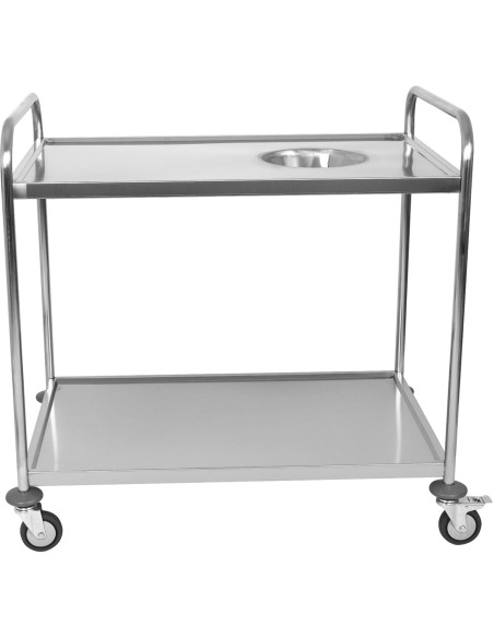 Commercial 2-Tier Stainless Steel Waste Sorting Trolley with Cutlery Tray Slot 1000×620×1000mm| Stwalwart DA-CG10062