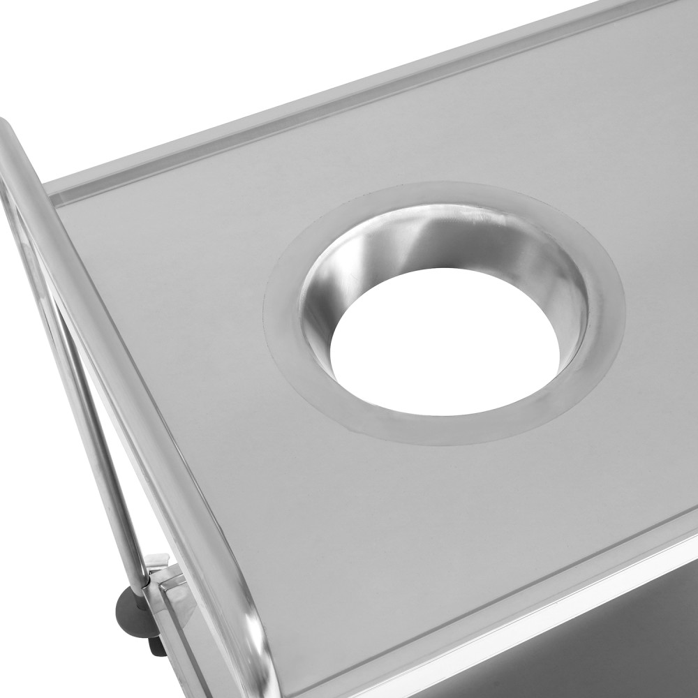Commercial 2-Tier Stainless Steel Waste Sorting Trolley with Cutlery Tray Slot 1000×620×1000mm| Stwalwart DA-CG10062