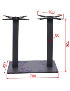 Black Cast Iron Twin Column Table Base Square 700x400x720mm | Stalwart DA-A043A 2