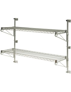 Wall-Mounted Wire Shelf 2 Tier 200kg Capacity Chrome Finish 900x450x600mm | Stalwart DA-WR904580A2C