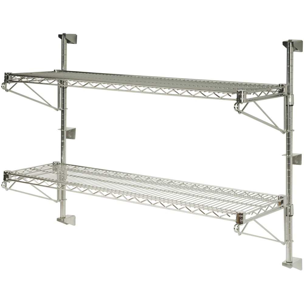 Wall-Mounted Wire Shelf 2 Tier 200kg Capacity Chrome Finish 900x350x600mm | Stalwart DA-WR903580A2C