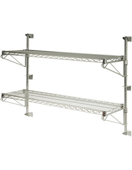 Wall-Mounted Wire Shelf 2 Tier 200kg Capacity Chrome Finish 900x350x600mm | Stalwart DA-WR903580A2C