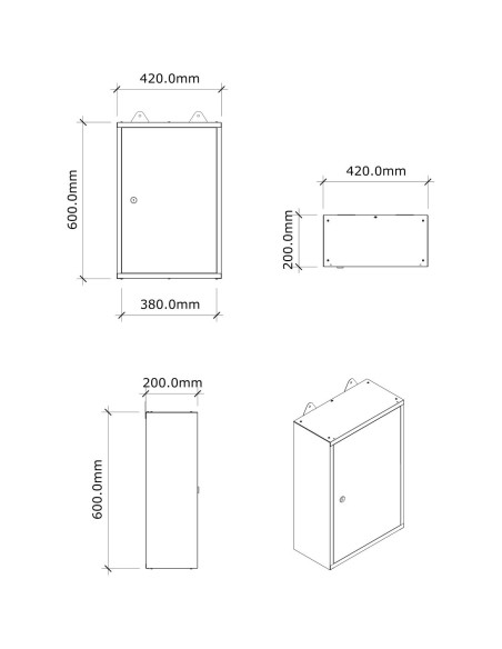Professional Grey and Black Wall Mounted Tool Cabinet with Key 400x200x600mm | DA-TC001