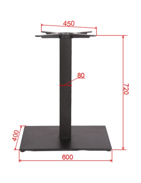 Black Cast Iron Table Base Square 600x400x720mm | Stalwart DA-A040