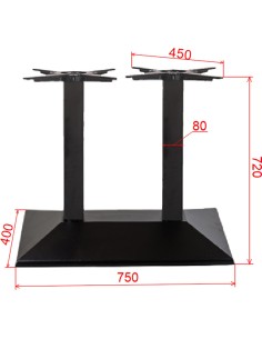 Black Cast Iron Twin Column Table Base Square 750x400x720mm | Stalwart DA-A044A 2