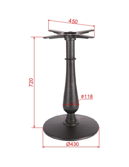 Black Cast Iron Table Base Round Ø430x720mm | Stalwart DA-A068A