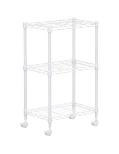 White 3-Tier Utility Trolley Cart with Wire Shelves 450x300x750mm | Stalwart DA-MGA272