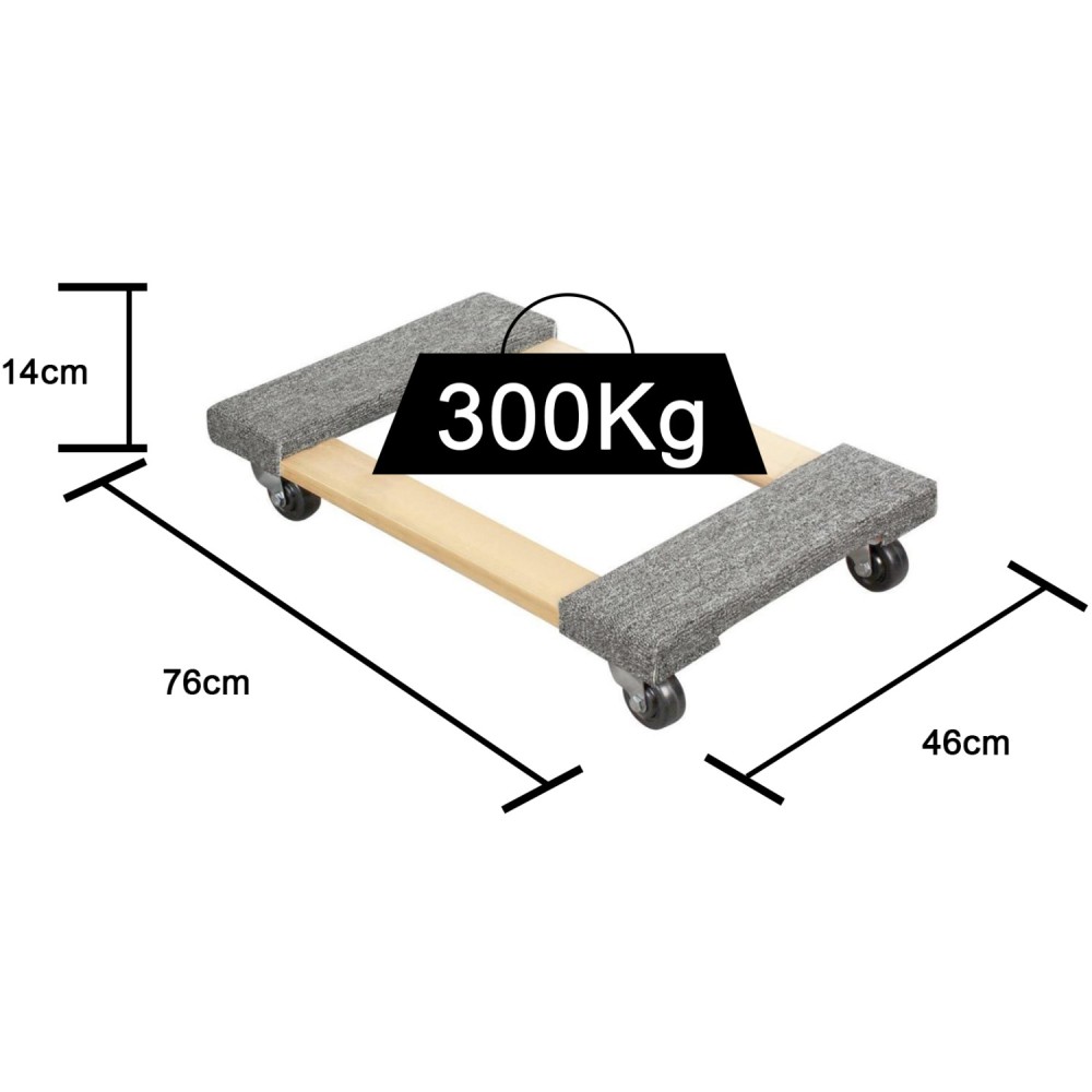 Heavy Duty Platform Trolley Dolly 300kg Capacity 760x460x140mm | Stalwart DA-TC0500